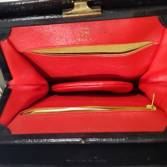 Vtg Koret black leather hand purse - Picture 7 of 16